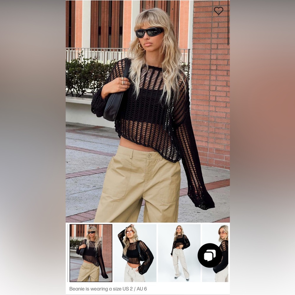 Princess Polly: Kennedy Sweater Black Size 6